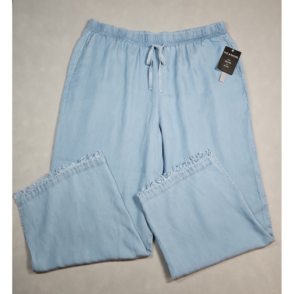 Zac & Rachel Womens Blue‎ Lyocell Wide Leg Pull On Pants Size XL NWT